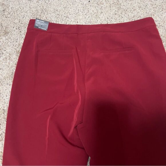 Zac & Rachel Bond 18 Garnet Red Ruffle Detail Slim Ankle Dress Pants Size 14 NWT - Picture 8 of 10